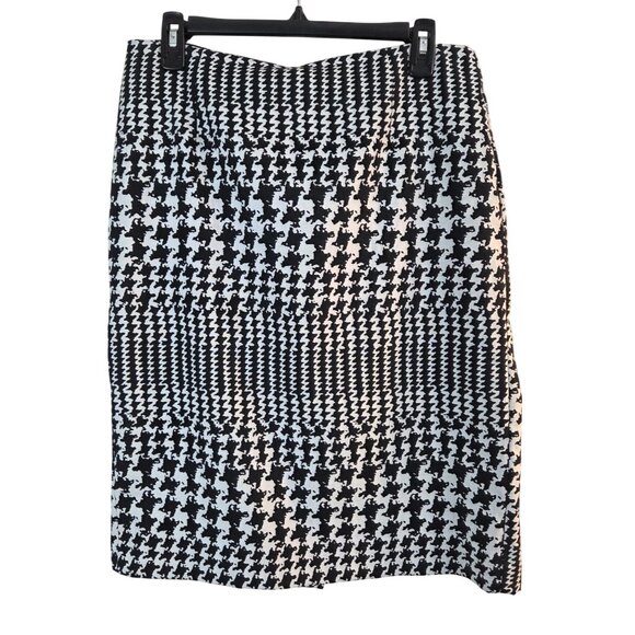 Worthington Abstract Houndstooth Print Skirt Black/White Size 10 - Picture 1 of 9